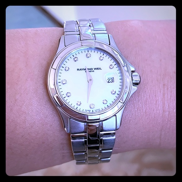 Raymond Weil Silver Mother Of Pearl Diamond Watch - Picture 1 of 4